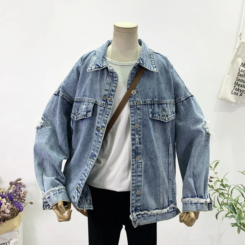 Streetwear Fashion Hole Denim Jacket Women Loose Vintage Long sleeve Jean Jacket Casual Vetement Femme Basic Coat Spring Outwear
Streetwear Fashion Hole Denim Jacket Women Loose Vintage Long sleeve Jean Jacket Casual Vetement Femme Basic Coat Spring Outwear