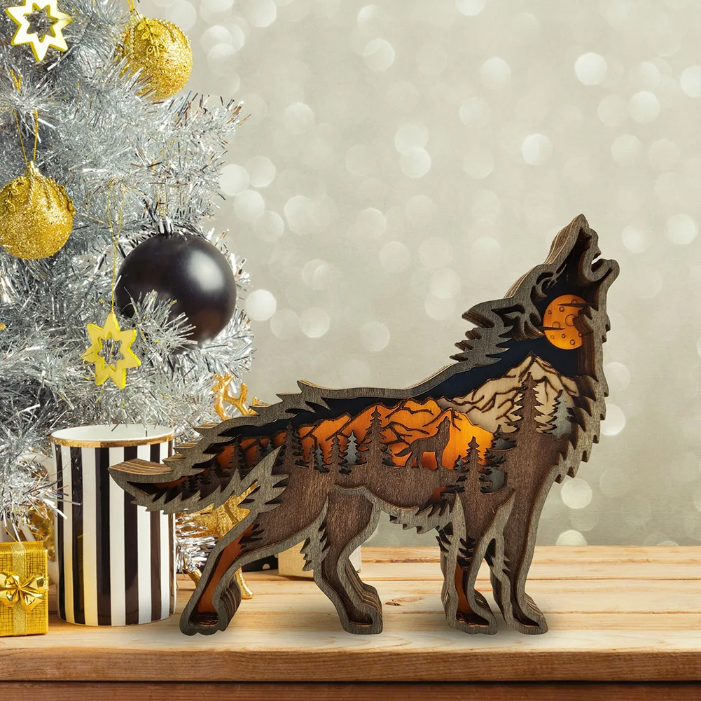 Wooden Animal Statue with Light String 3D Innovative Wolf/Elk/Bear/Eagle Wooden Crafts Ornaments Home Decoration Christmas Gifts
Wooden Animal Statue with Light String 3D Innovative Wolf/Elk/Bear/Eagle Wooden Crafts Ornaments Home Decoration Christmas Gifts
