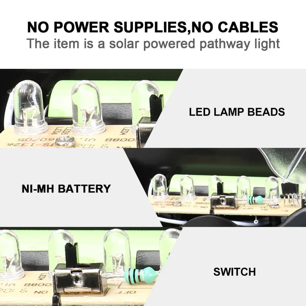4Pcs Pathway Light 6 LED Solar Powered Stairs Fence Garden Lamp Outdoor Waterproof Light (Black)