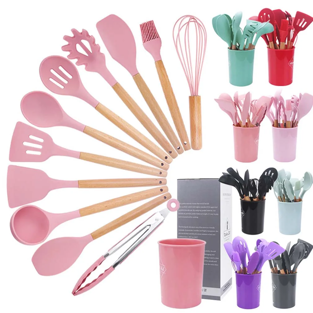 12PCS Silicone Non-stick Cookware Cooking Kitchenware Set Wooden Handle Spoon Spatula Ladle Egg Beaters Shovel Soup Kitchen Tool
12PCS Silicone Non-stick Cookware Cooking Kitchenware Set Wooden Handle Spoon Spatula Ladle Egg Beaters Shovel Soup Kitchen Tool