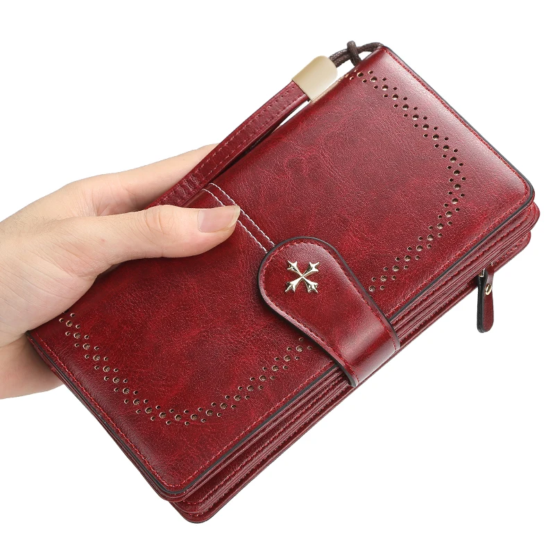 Vintage Leather Women Wallet Luxury Womens Long Clutch Fashion Zipper Ladies Purse Hasp Woman Money Bag Coin Purse Card Holder
Vintage Leather Women Wallet Luxury Womens Long Clutch Fashion Zipper Ladies Purse Hasp Woman Money Bag Coin Purse Card Holder