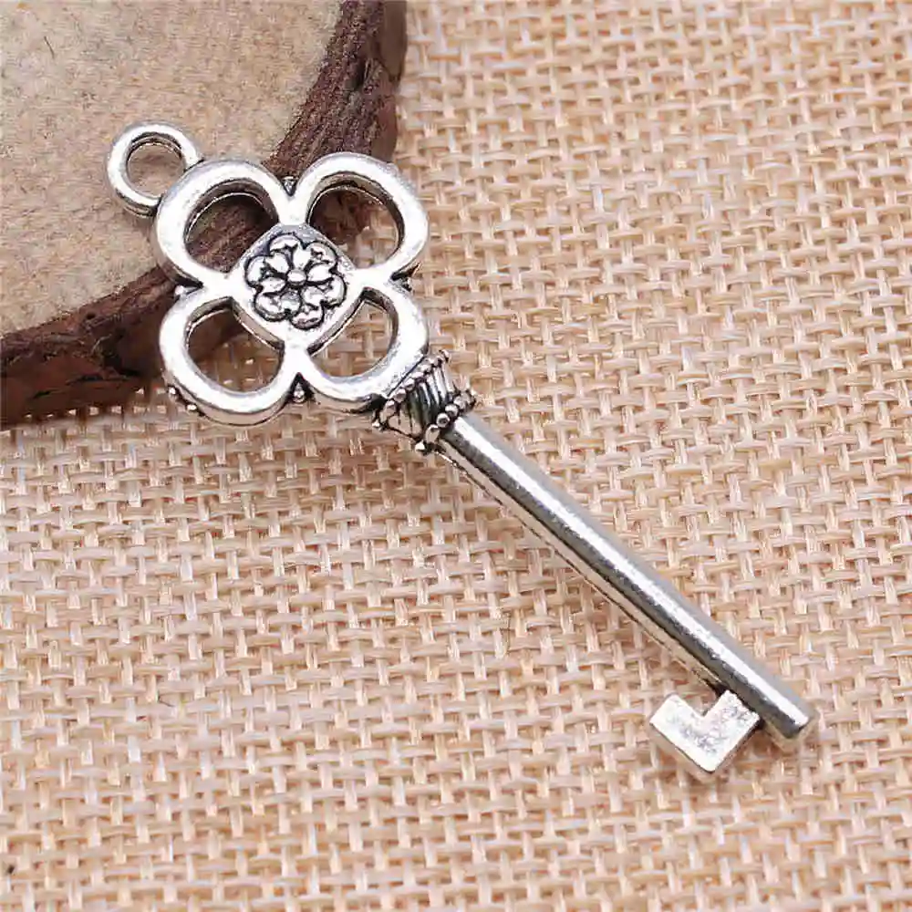 Earring Charms For Jewelry Making 8pcs Key Charms 53x20mm Antique Silver Plated
Earring Charms For Jewelry Making 8pcs Key Charms 53x20mm Antique Silver Plated