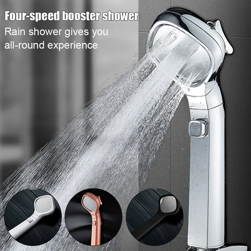 4 levels adjustable pressurized shower 4 water modes, shower nozzle with one button and 1 button to stop water
4 levels adjustable pressurized shower 4 water modes, shower nozzle with one button and 1 button to stop water