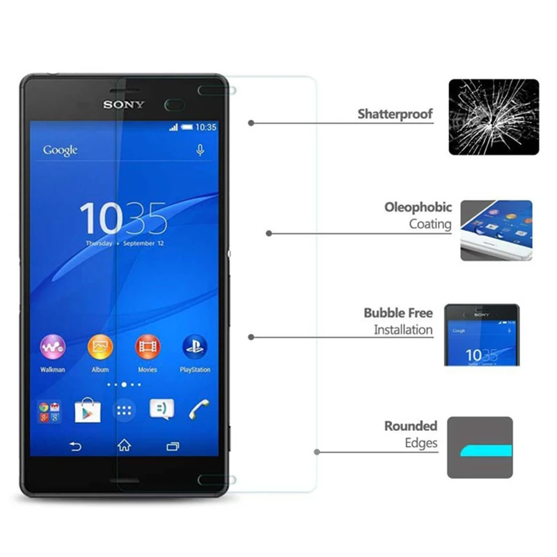 9H HD Защитное стекло для Sony Xperia C3 C4 C5 Dual Smartphone переднее E1 E3 E4 E4g E5 закаленная пленка |