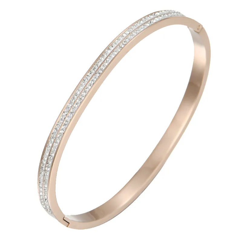 Yunao Jewelry Fashion Personality Trend Rose Gold Titanium Steel Double Row Diamond Bracelet Simple Double Row Diamond Bracelet
Yunao Jewelry Fashion Personality Trend Rose Gold Titanium Steel Double Row Diamond Bracelet Simple Double Row Diamond Bracelet