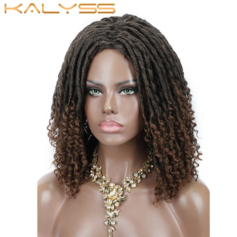 Kaylss 14 дюймов Короткие богини локс Парик искусственный Плетеный парик для черных