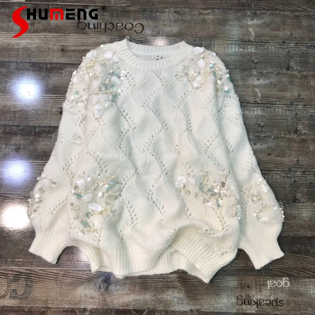 New Women's Winter Sequined Beaded Knit Sweater Loose Comfortable Long Sleeve Crew Pullover White Sweater Ladies 2021 Jumpers
New Women's Winter Sequined Beaded Knit Sweater Loose Comfortable Long Sleeve Crew Pullover White Sweater Ladies 2021 Jumpers
