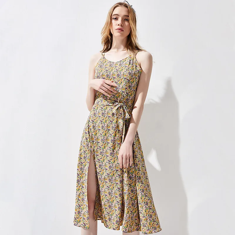 Summer Wmen's Dress 2021 French Sling A-Line Dress New Print Lace Up Split Skirt Mid Waist Mid Length Dress Women's Dress C102
Summer Wmen's Dress 2021 French Sling A-Line Dress New Print Lace Up Split Skirt Mid Waist Mid Length Dress Women's Dress C102