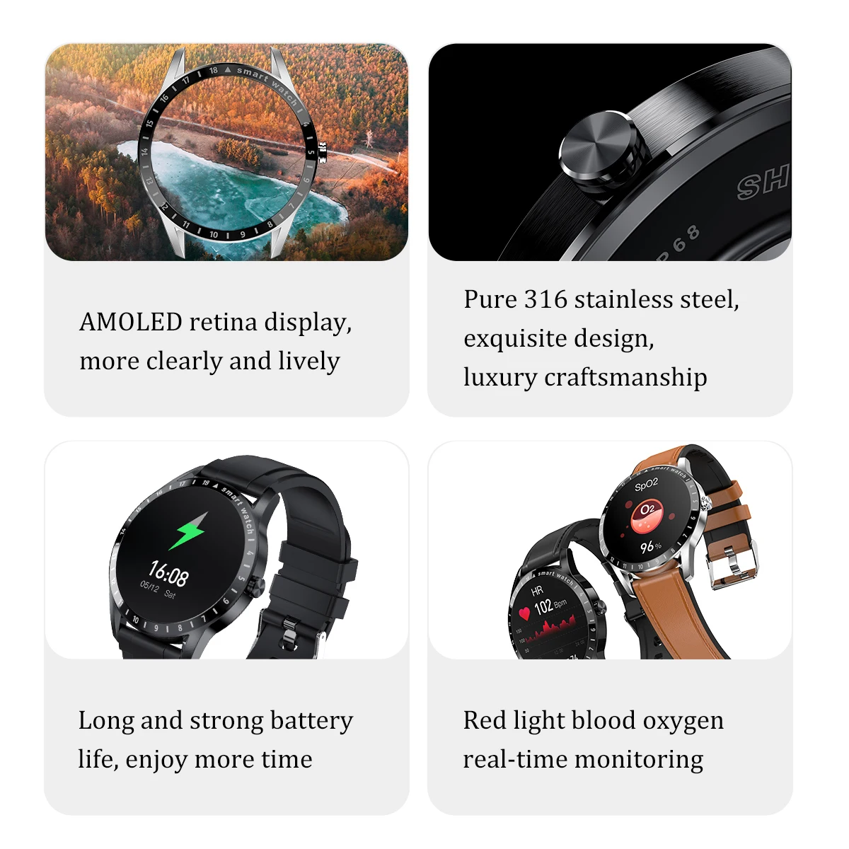 Мужские Смарт-часы с измерением пульса и давления 2021*454 | Электроника