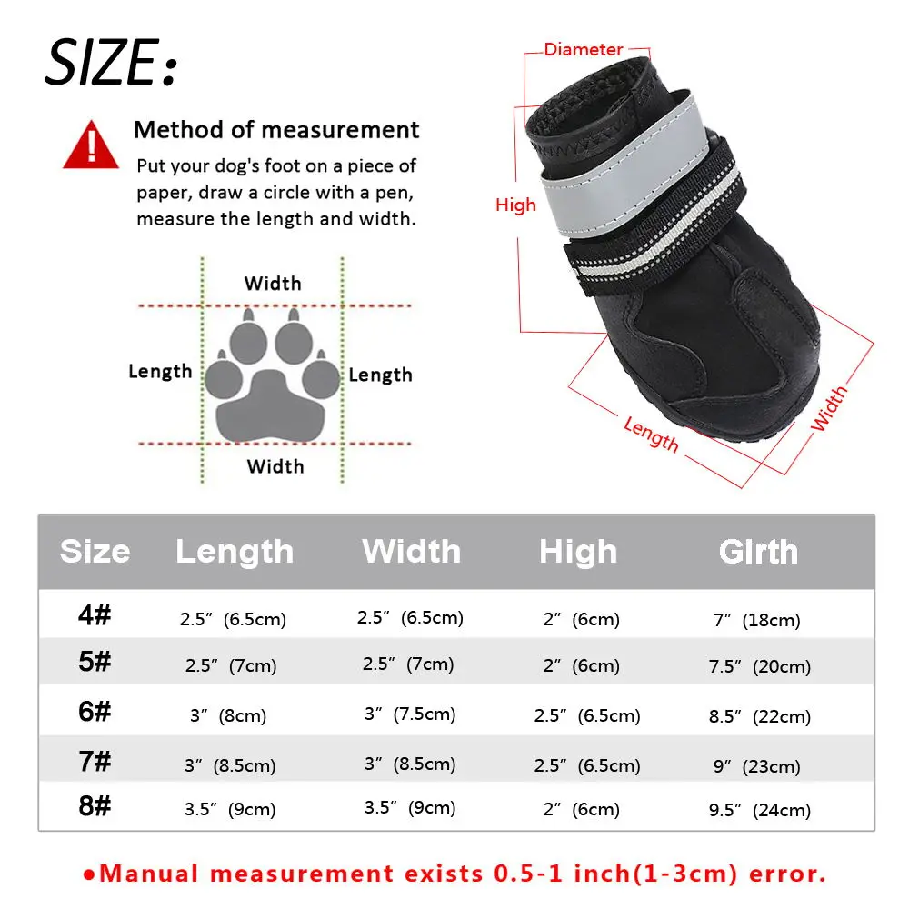 4pcs/set Pet Dog Shoes Reflective Waterproof Dog Boots Warm Snow Rain Pets Booties Anti-slip Socks Footwear For Medium Large Dog
4pcs/set Pet Dog Shoes Reflective Waterproof Dog Boots Warm Snow Rain Pets Booties Anti-slip Socks Footwear For Medium Large Dog