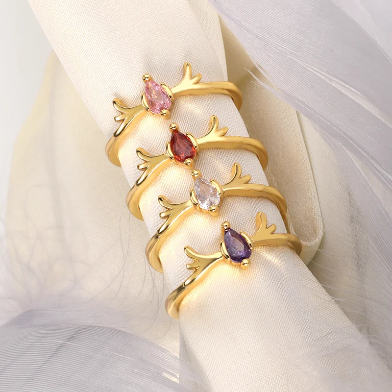 Antlers Zircon Ring Stainless Steel Antlers Rings Animal Finger Accessories Fashion Wedding Bands Jewelry Party Gifts For Women 
Antlers Zircon Ring Stainless Steel Antlers Rings Animal Finger Accessories Fashion Wedding Bands Jewelry Party Gifts For Women