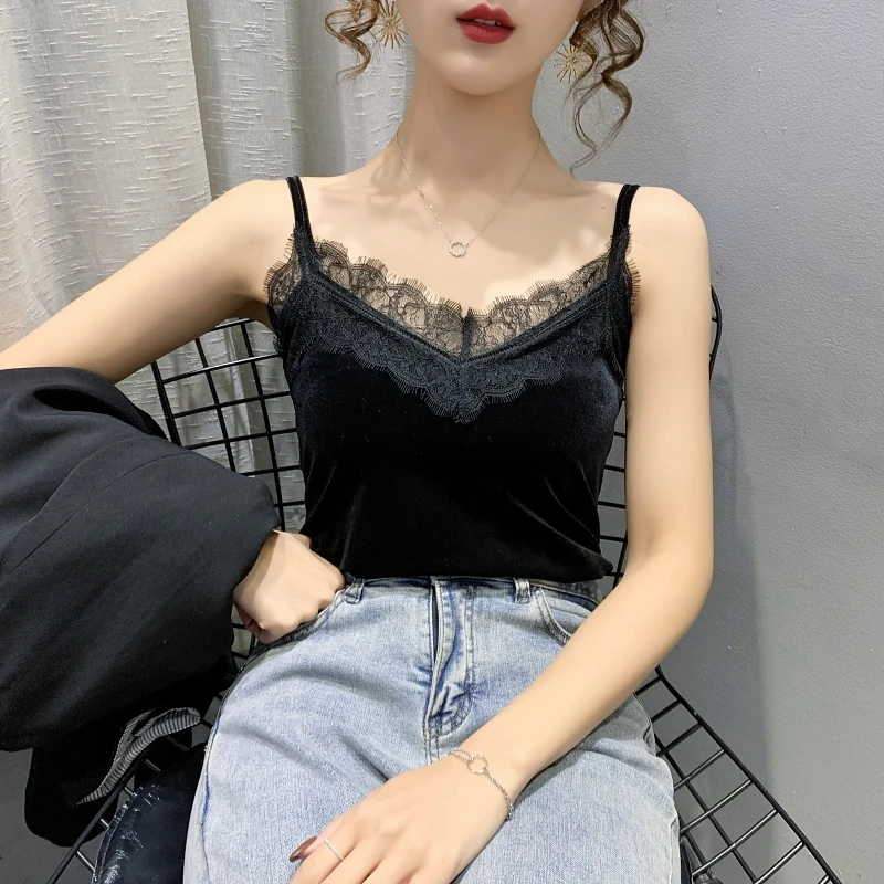 2021Fashion Sexy Lace Female Tank Tops Women Velvet Sleeveless V Neck Womens Camisole Halte Tank Top Slim womens tops
2021Fashion Sexy Lace Female Tank Tops Women Velvet Sleeveless V Neck Womens Camisole Halte Tank Top Slim womens tops