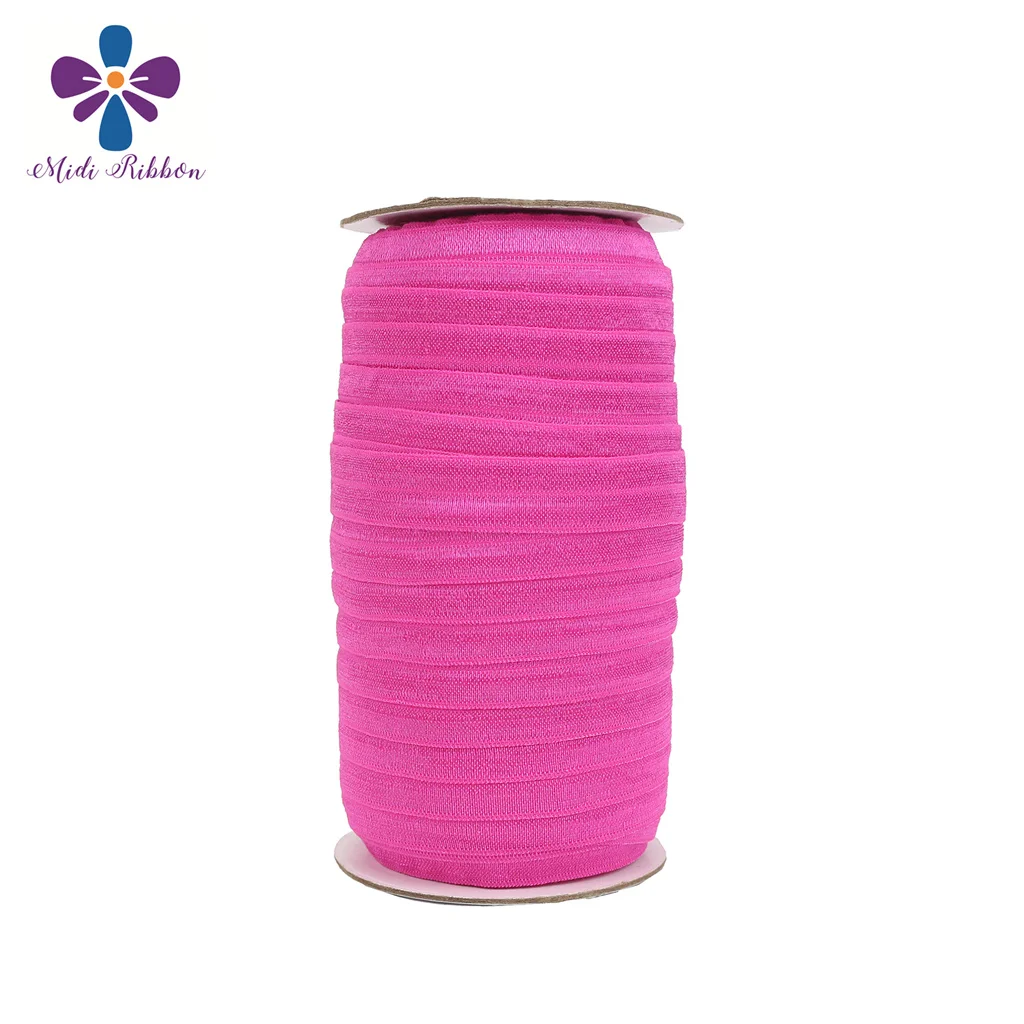 

Shocking Pink 5/8''15mm Solid Plain Matt Fold Over Elastic FOE Elastic Ribbon 50y/lot handmade hair tie headband sewing supplies
