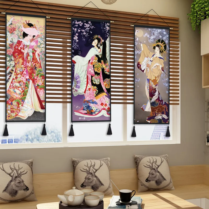 

Japanese Ukiyoe Anime Maid Canvas Painting Wall Art Decor Posters Scroll Paintings Wall Hanging Pictures Living Room Decoration