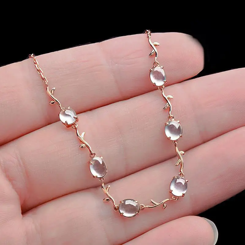 New original natural ice ellipse chalcedony plant winding bracelet retro elegant fresh charm little fairy brand silver jewelry 
New original natural ice ellipse chalcedony plant winding bracelet retro elegant fresh charm little fairy brand silver jewelry
