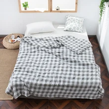 Blanket Nordic Minimalist Style Super Soft Comforter Premium Cotton Quilt Stripe Blanket Single Queen King Size Air-Condition
