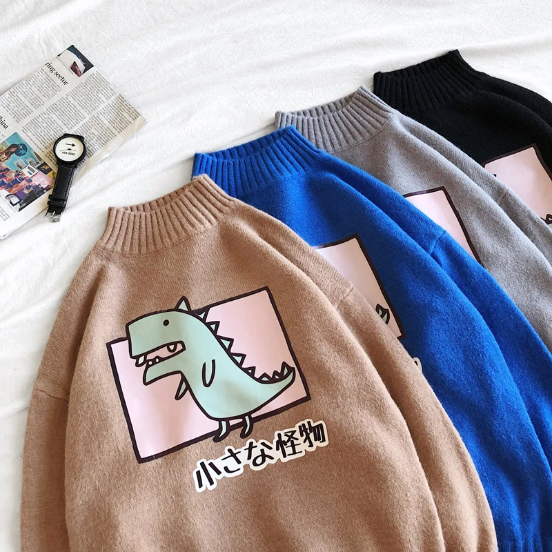 2021 Men Turtlenecks Dinosaurs printing Sweater Men Winter Patchwor Harajuku Korean Style High Neck Oversized Grey Turtleneck
2021 Men Turtlenecks Dinosaurs printing Sweater Men Winter Patchwor Harajuku Korean Style High Neck Oversized Grey Turtleneck