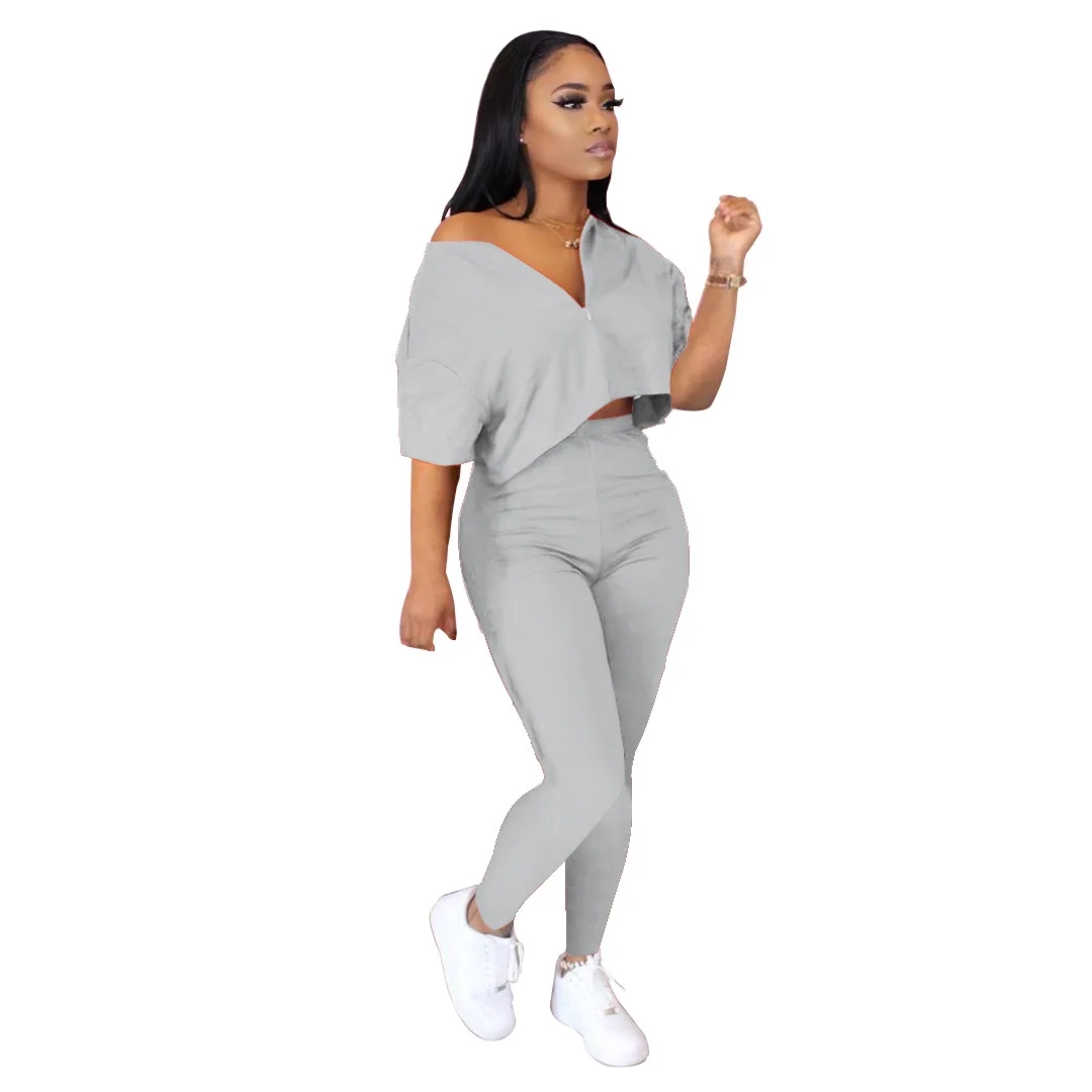 Casual Women 2 Pcs Set Short Sleeve O Neck Zipper Top and Long Pants Spring Summer Tracksuit Solid Color Woman Outfit Activewear
Casual Women 2 Pcs Set Short Sleeve O Neck Zipper Top and Long Pants Spring Summer Tracksuit Solid Color Woman Outfit Activewear