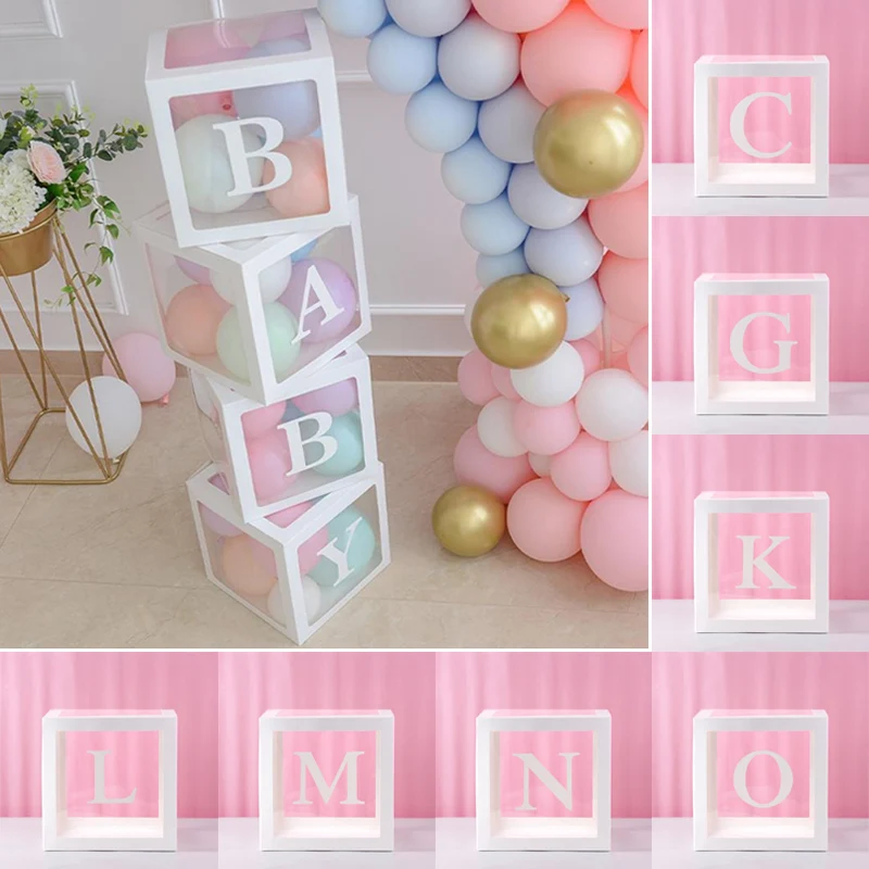 Plastic Balloon Box Letter A- Z Sticker Boxes Transparent Cube Gift Organizer Christmas Gifts Wedding Birthday Party Decoration
Plastic Balloon Box Letter A- Z Sticker Boxes Transparent Cube Gift Organizer Christmas Gifts Wedding Birthday Party Decoration