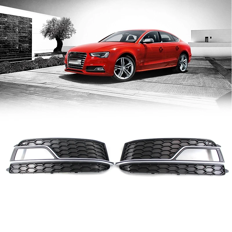 A Pair Front Bumper Honeycomb Fog Light Lamp Grille Chrome Grill Cover Fit for AUDI A5 Sline S5 2013-2017 8T0807681M 8T0807682M
A Pair Front Bumper Honeycomb Fog Light Lamp Grille Chrome Grill Cover Fit for AUDI A5 Sline S5 2013-2017 8T0807681M 8T0807682M