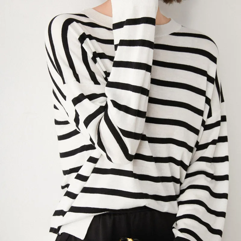 Basic Black Striped Sweaters Women Pullover Knit Sweater Solid Color Long Sleeve Top Autumn Jumper Sueter Mujer
Basic Black Striped Sweaters Women Pullover Knit Sweater Solid Color Long Sleeve Top Autumn Jumper Sueter Mujer