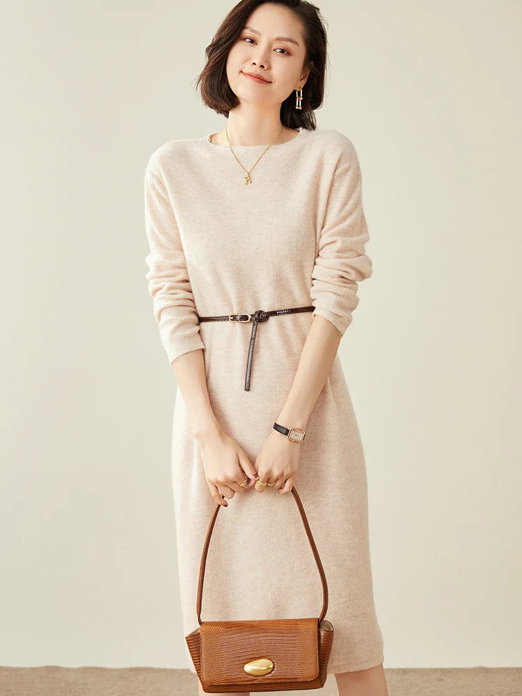 Hot Sale 100% Goat Cashmere Thicker Knitwears Women Long Loose Dress Winter 2021 New Fashion Oneck Pullovers Ladies Clothes
Hot Sale 100% Goat Cashmere Thicker Knitwears Women Long Loose Dress Winter 2021 New Fashion Oneck Pullovers Ladies Clothes