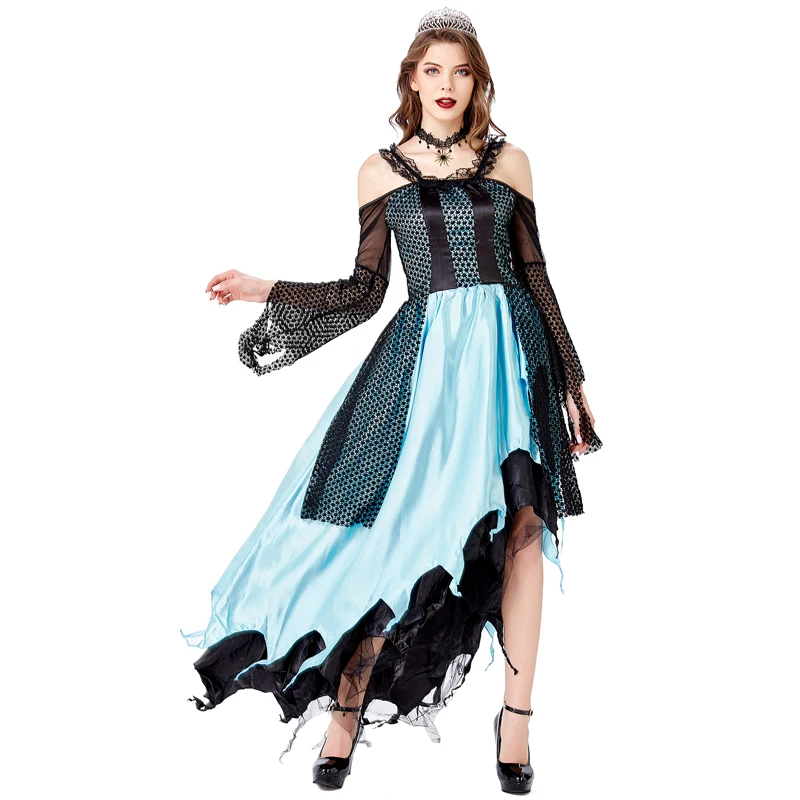

Lady Carnival Halloween Evil Witch Costume Asymmetrical Tulle Magic Sorceress Clubwear Cosplay Fancy Party Dress