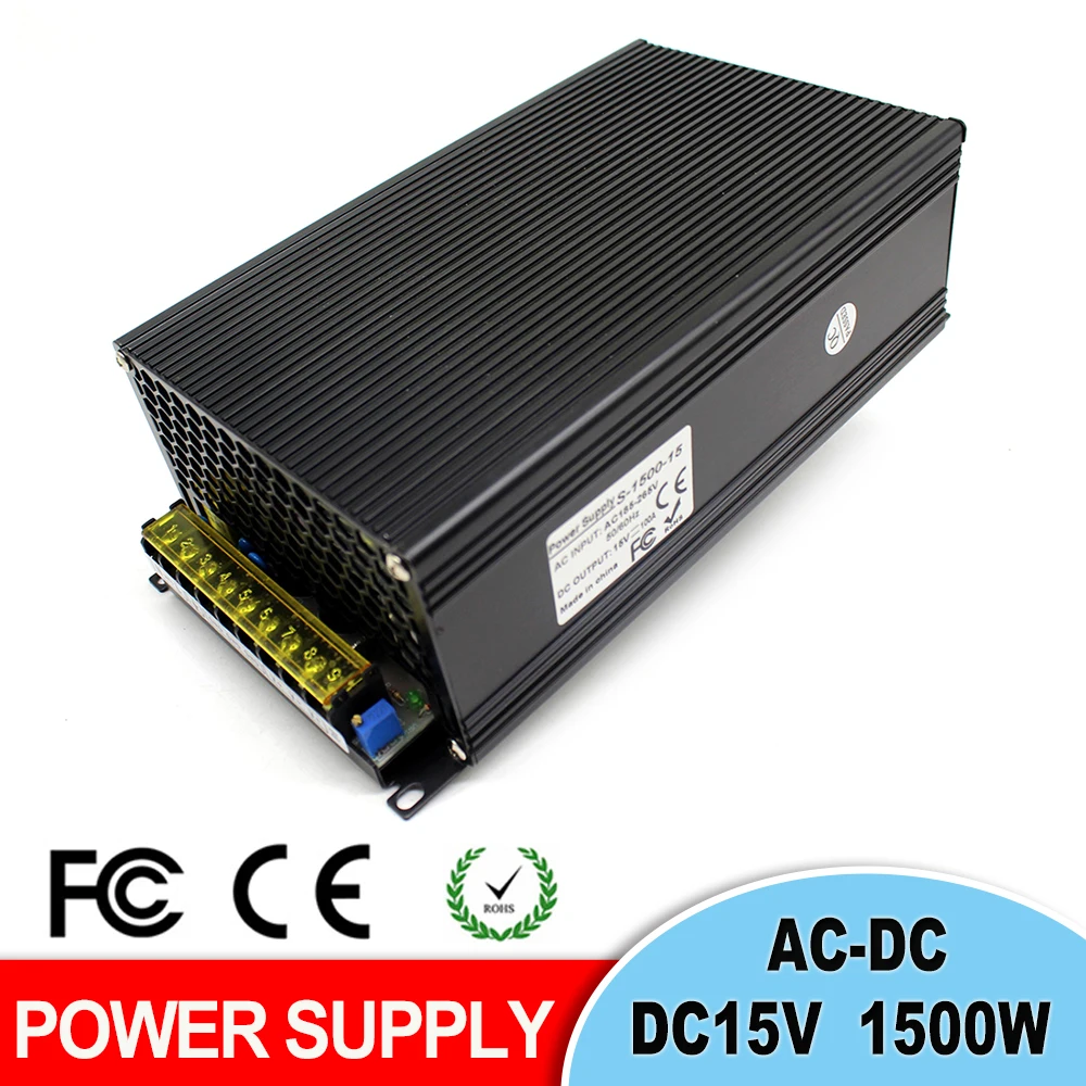 1500W 15V 100A один Выход Переключения источника питания DC15V Светодиодный драйвер
