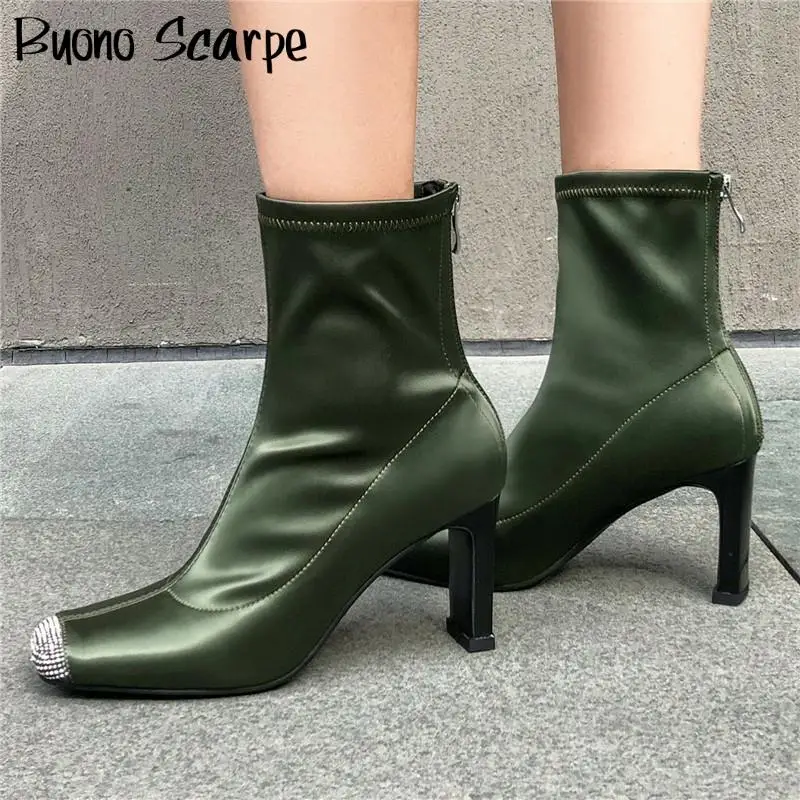 Bling Crystal Sock Boots Stretch Elastic Ankle Boots Rhinestone Toe Chunky Heel Shoes Silk Sock Shoes Women Designer Zipper Boot
Bling Crystal Sock Boots Stretch Elastic Ankle Boots Rhinestone Toe Chunky Heel Shoes Silk Sock Shoes Women Designer Zipper Boot