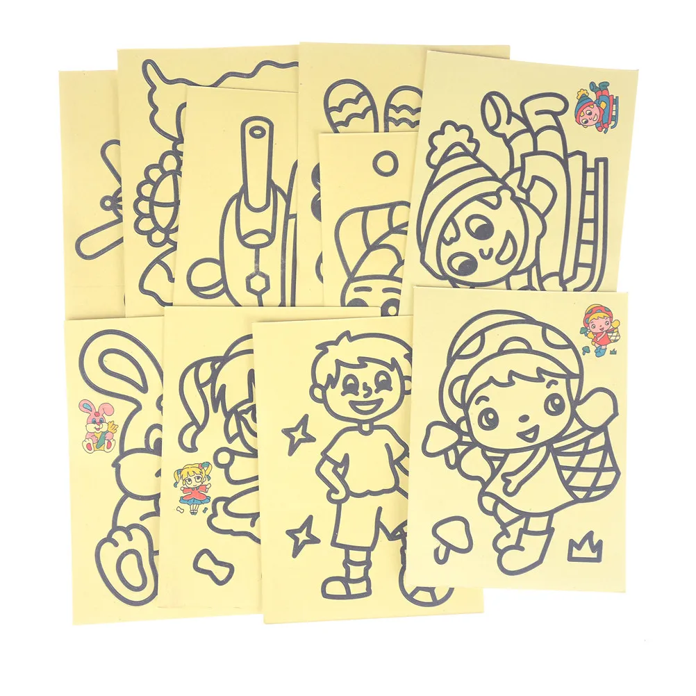 

5 шт./лот бумажные красочные пескоструйные картины для детей рисование игрушек картины Детские Поделки «сделай сам» обучающая игрушка для д...