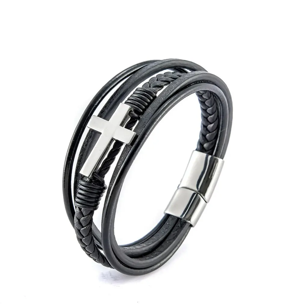 Multi-layer Stainless Steel Men's Leather Bracelet Polished Cross Braided Leather Bracelet Wrap Bracelet
Multi-layer Stainless Steel Men's Leather Bracelet Polished Cross Braided Leather Bracelet Wrap Bracelet