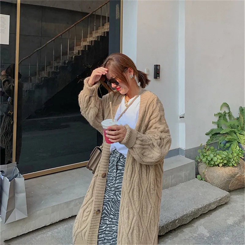 Thick Thread Twist Long Sweater Women's Jacket Knitted Loose Over The Knee Lazy Style 2020 Autumn And Winter New Thick C272
Thick Thread Twist Long Sweater Women's Jacket Knitted Loose Over The Knee Lazy Style 2020 Autumn And Winter New Thick C272