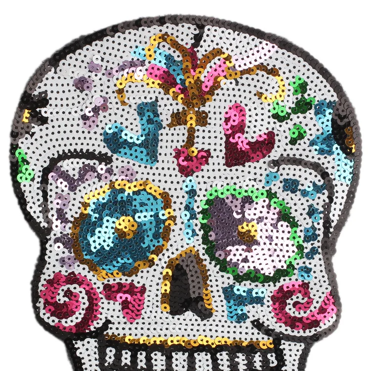 large embroidery big black white skull cartoon patches for bag badges applique clothing DE-274
large embroidery big black white skull cartoon patches for bag badges applique clothing DE-274