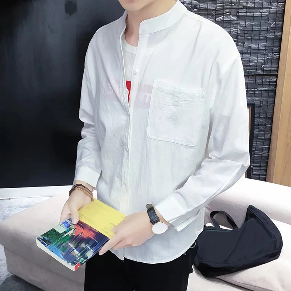 Men's Casual Blouse Cotton Linen Shirt Slim Long Sleeve T-Shirt Business Stand-Up Collar Shirt Solid Color Handsome Men Shirt
Men's Casual Blouse Cotton Linen Shirt Slim Long Sleeve T-Shirt Business Stand-Up Collar Shirt Solid Color Handsome Men Shirt