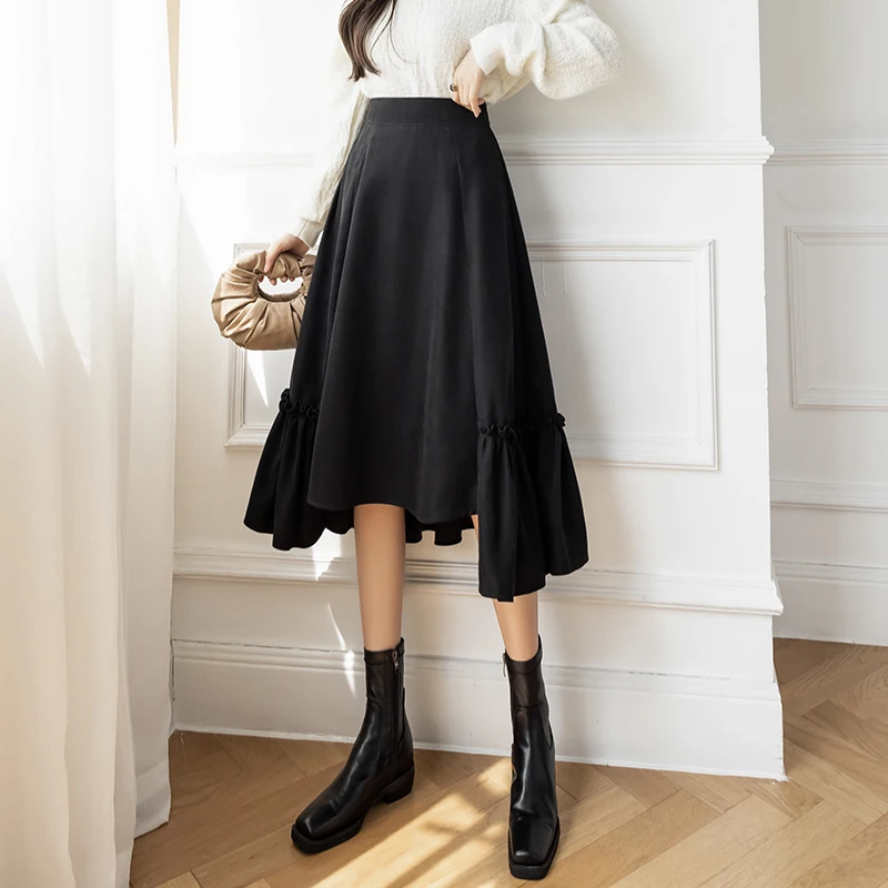 Autumn Long Midi Skirt Women High Waist Black Mermaid Skirt Loose Casual Ruffles Irregular A-Line Ball Gown Vintage Streetwear
Autumn Long Midi Skirt Women High Waist Black Mermaid Skirt Loose Casual Ruffles Irregular A-Line Ball Gown Vintage Streetwear