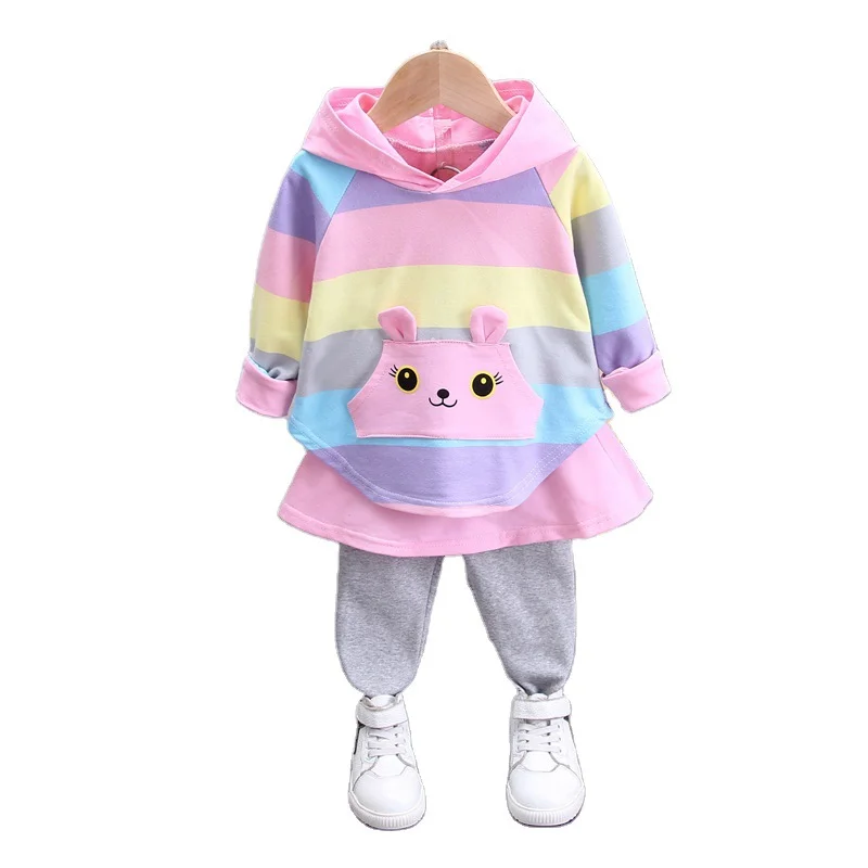 Children Lovely Fashion Clothes Spring Autumn Baby Girl Cartoon Striped Hoodies Culottes 2Pcs/sets Kids Infant Casual Sportswear 
Children Lovely Fashion Clothes Spring Autumn Baby Girl Cartoon Striped Hoodies Culottes 2Pcs/sets Kids Infant Casual Sportswear