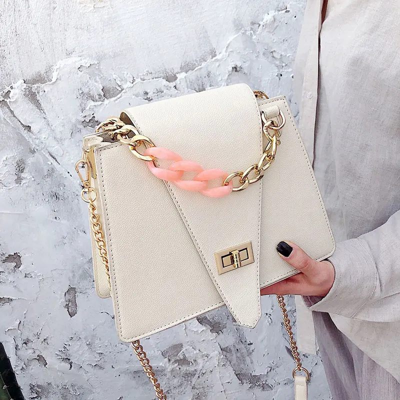 

Сумка женская с цепочкой и замком, модная дизайнерская сумочка из высококачественной искусственной кожи, мессенджер на плечо, 2020