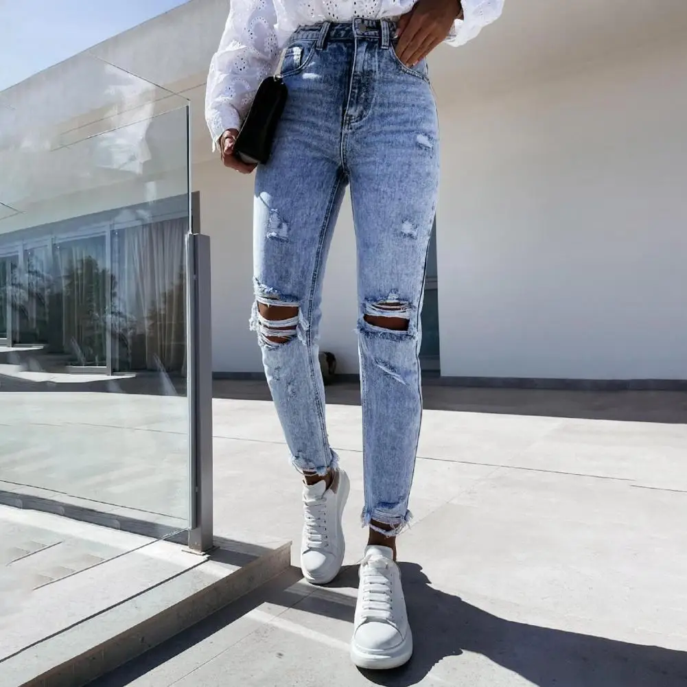 Women Jeans Ripped Holes Pockets High Waist Slim Straight Cropped Ladies Denim Pants Casual Streetwear Summer Autumn
Women Jeans Ripped Holes Pockets High Waist Slim Straight Cropped Ladies Denim Pants Casual Streetwear Summer Autumn