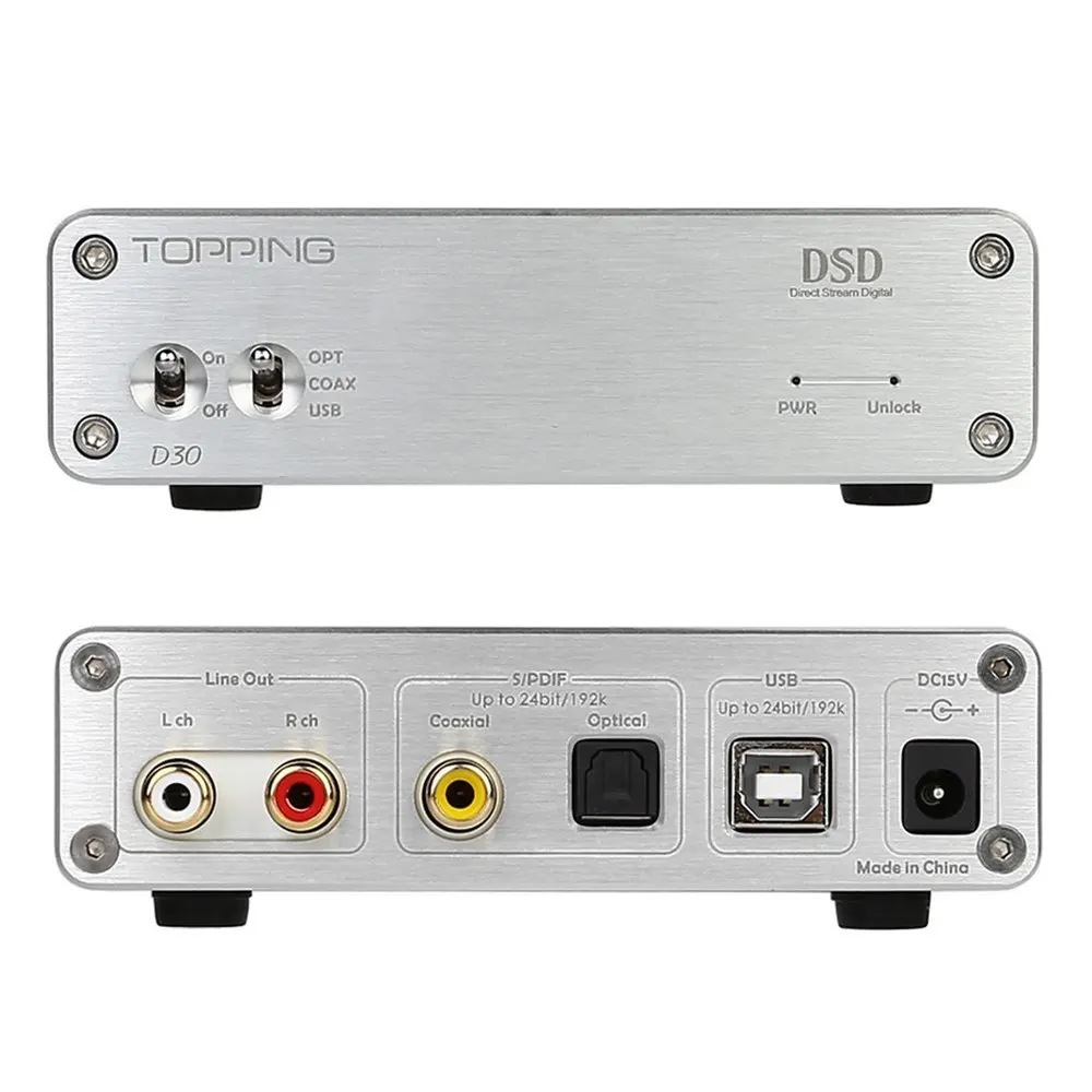 Аудио декодер TOPPING D30 коаксиальный оптоволоконный плеер Hi Fi DSD DAC усилителя CS4398 XMOS