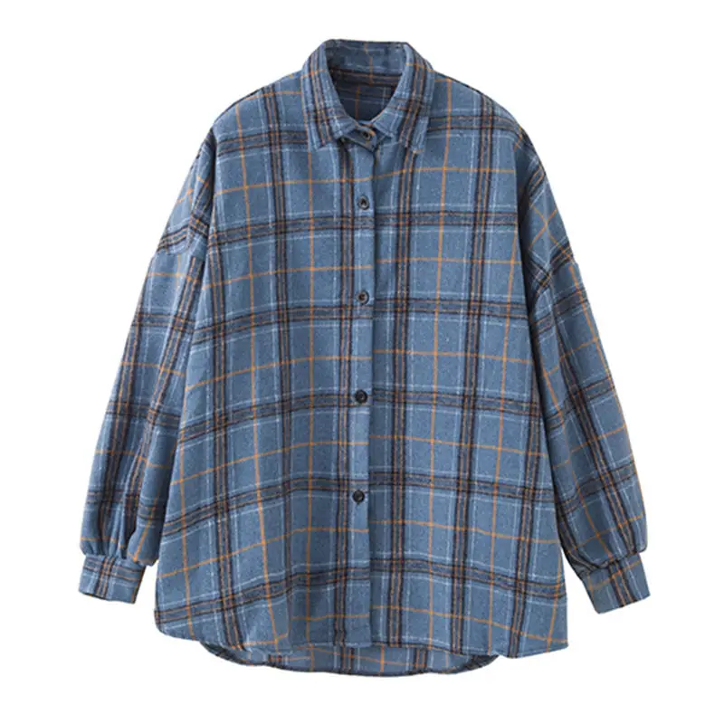 Female Spring Street Blouse Shirts Vintage Oversized Plaid Flannel Boyfriend Tunic Shirt for Women Casual Korean Tops
Female Spring Street Blouse Shirts Vintage Oversized Plaid Flannel Boyfriend Tunic Shirt for Women Casual Korean Tops
