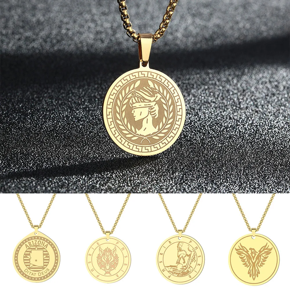 Stainless Steel Pendant Necklace Greek Mythology Pendant Necklace Titanium Steel Jewelry Gift Men's And Women's Necklaces
Stainless Steel Pendant Necklace Greek Mythology Pendant Necklace Titanium Steel Jewelry Gift Men's And Women's Necklaces