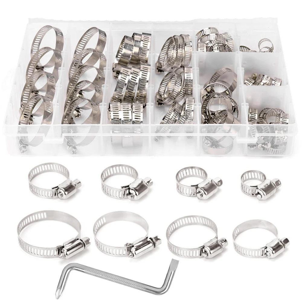 80 PCS/Box Multi Size 8mm-44mm Stainless Steel Hoop Clamp Hose Clamp Stainless Steel Set automotive pipes clip Fixed tool 
80 PCS/Box Multi Size 8mm-44mm Stainless Steel Hoop Clamp Hose Clamp Stainless Steel Set automotive pipes clip Fixed tool