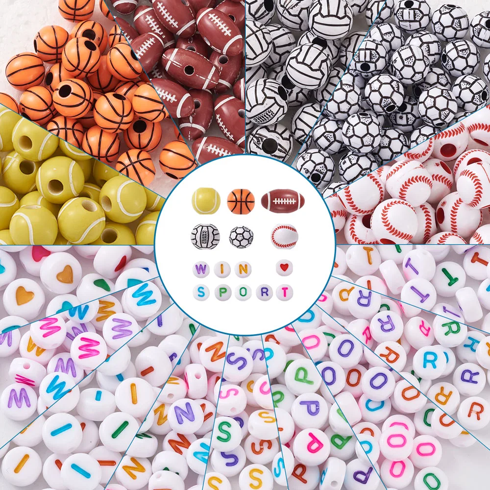 630pcs Opaque Acrylic Heart Alphabet Beads Flat Round Letter Beads Mixed Basketball Volleyball Football Baseball Shape Beads
630pcs Opaque Acrylic Heart Alphabet Beads Flat Round Letter Beads Mixed Basketball Volleyball Football Baseball Shape Beads