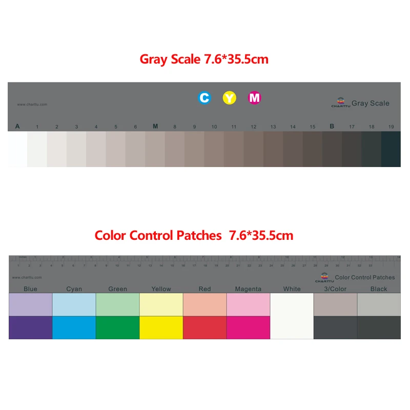 Gray Scale and Color Control Patches 76X355X0.25mm 2 pcs set Test Chart Checker Customized Determine Color Balance of Camera
Gray Scale and Color Control Patches 76X355X0.25mm 2 pcs set Test Chart Checker Customized Determine Color Balance of Camera
