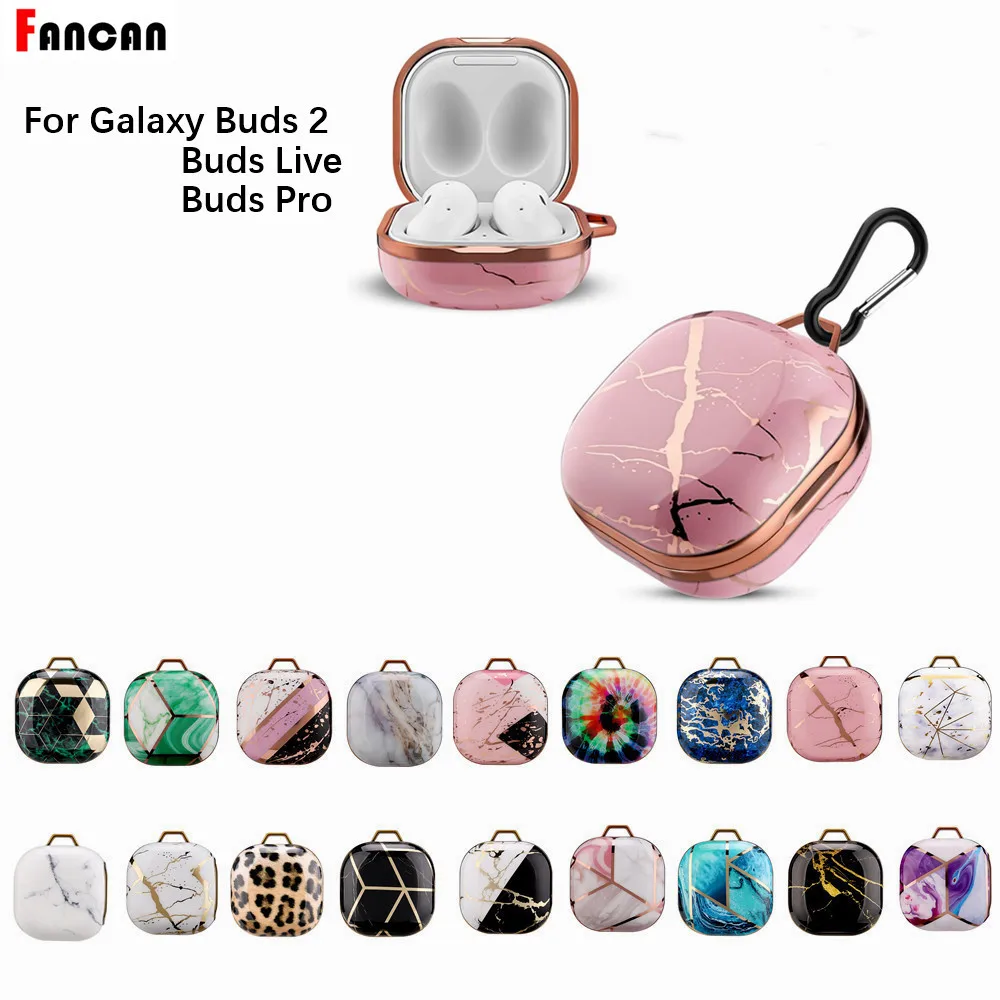 

For Galaxy Buds 2/Live/Pro Case Plastic marble Glossy Luxury anti-drop hard shell earphone accessories For Galaxy buds live Case