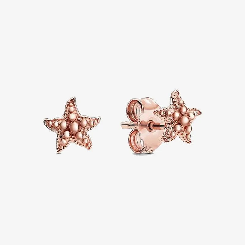 Authentic S925 Sterling Silver Rose Gold Inlaid Starfish Earrings Women's Fashion Silver Earrings Jewelry Gifts 
Authentic S925 Sterling Silver Rose Gold Inlaid Starfish Earrings Women's Fashion Silver Earrings Jewelry Gifts
