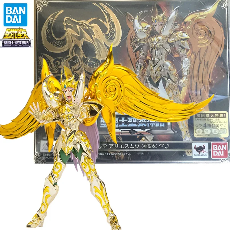 

BANDAI Original 18CM Saint Seiya Soul Of Gold Saint Cloth Myth EX Anime Figure Aries Mu PVC Action Figure Model Toy For Kids