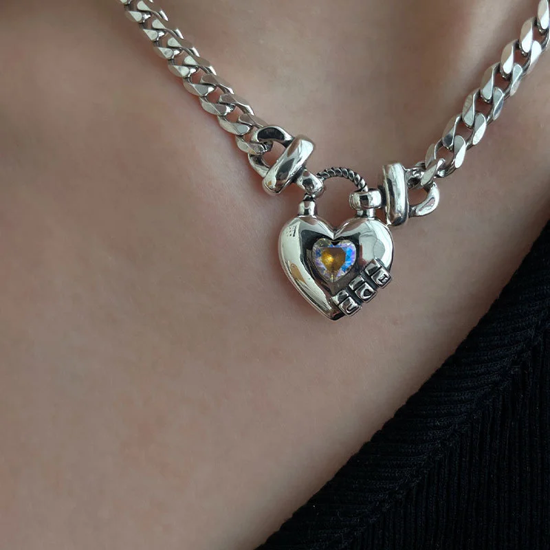 New S925 Silver Necklace for Women Zircon Love Sweater Necklace Female Luxury Thick Chain Fashion Women Necklaces Grung Jewelry
New S925 Silver Necklace for Women Zircon Love Sweater Necklace Female Luxury Thick Chain Fashion Women Necklaces Grung Jewelry