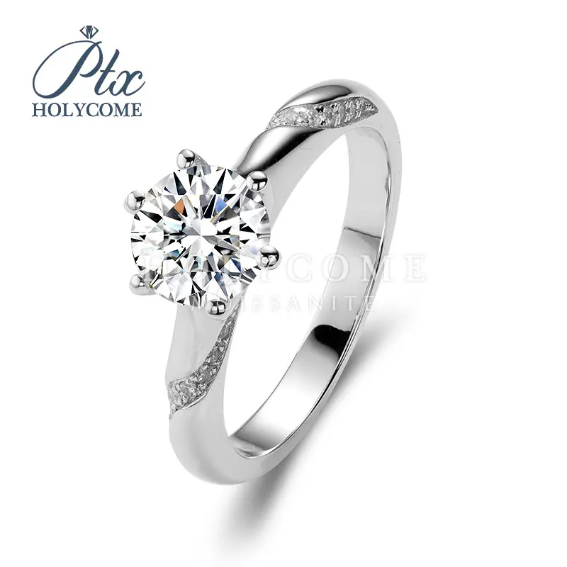 

Wholesale Latest Design Romanticsix claws 925 Silver round Shape Moissanite Ring earrings necklace kolczyki bracelet piercing
