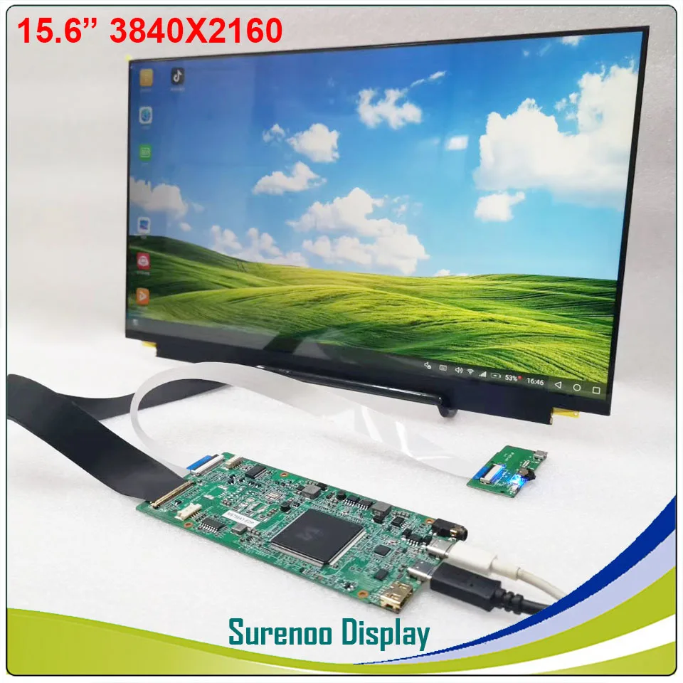 ЖК дисплей 15 6 дюйма 4K 3840X2160 совместимый с HDMI и Type C Однолинейный проходной модуль